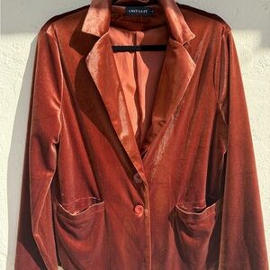 Women's Velvet Blazer - Rust